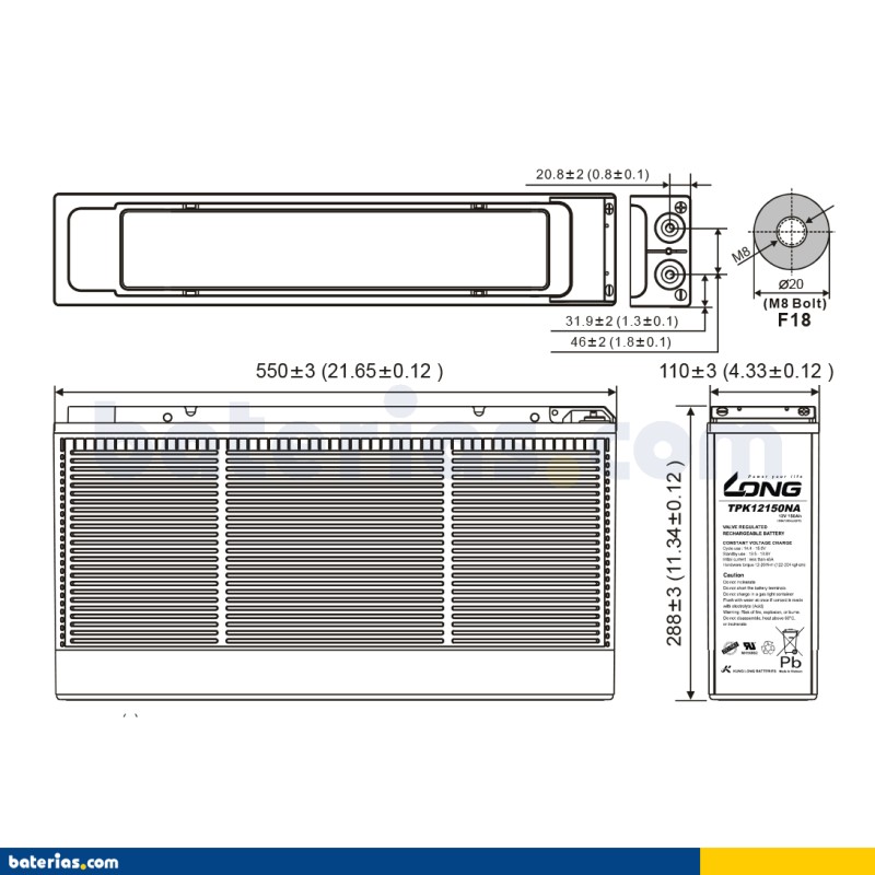 Batería Long TPK12150NA 150Ah - 2
