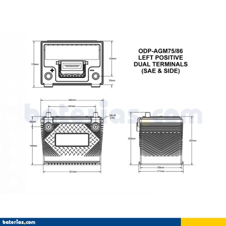 Batería Odyssey 75/86-705 ODP-AGM75 86 49Ah - 2