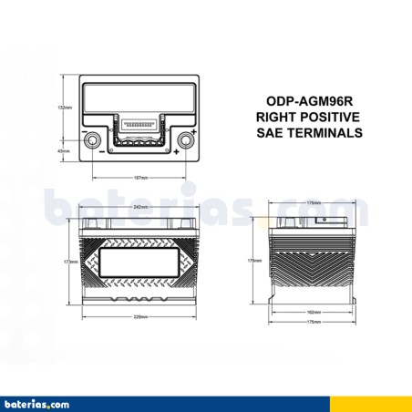 Autobatterie Odyssey ODP-AGM96R 52Ah 600A AGM – Bild 2