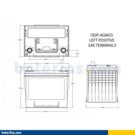 Batería Odyssey ODP-AGM25 59Ah - 2