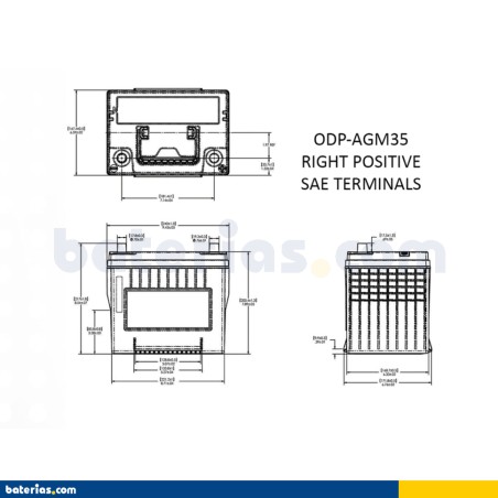 Car battery Odyssey ODP-AGM35 59Ah 675A AGM – image 2