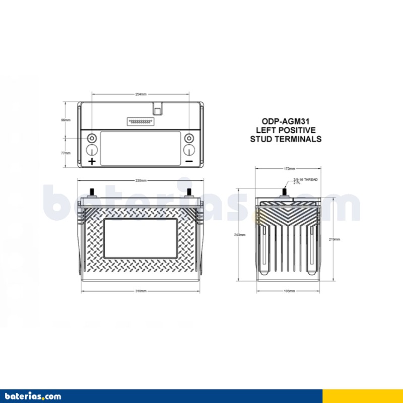 Car battery Odyssey ODP-AGM31 100Ah 925A AGM – image 2