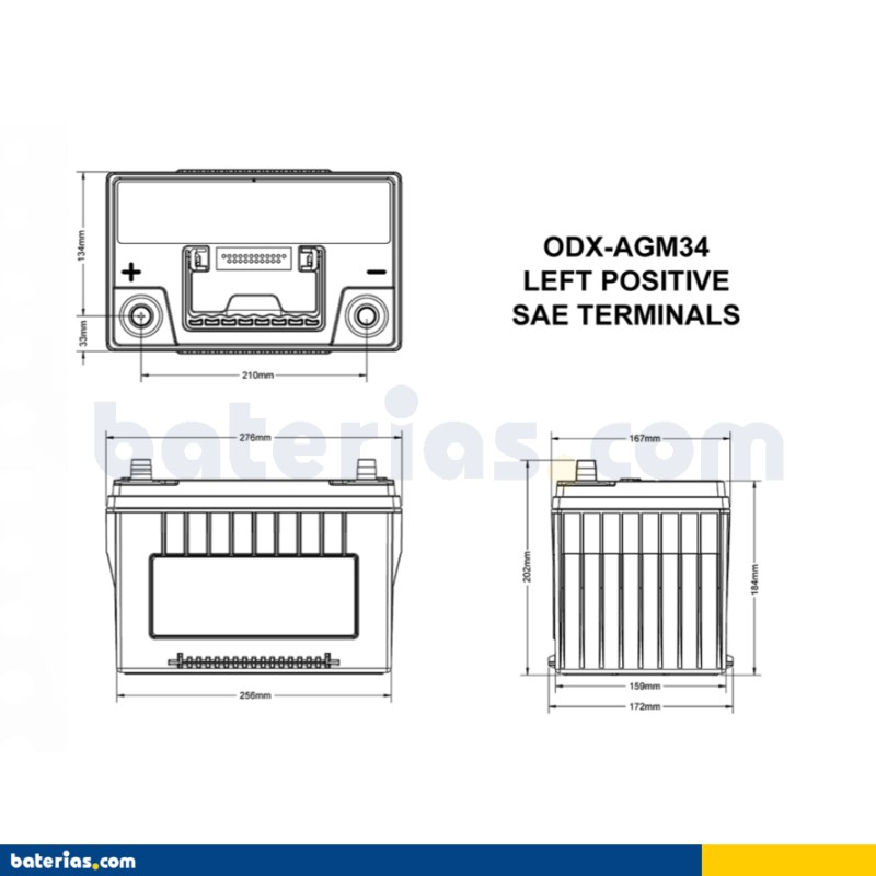 Batteria auto Odyssey ODX-AGM34 68Ah 850A AGM – immagine 2