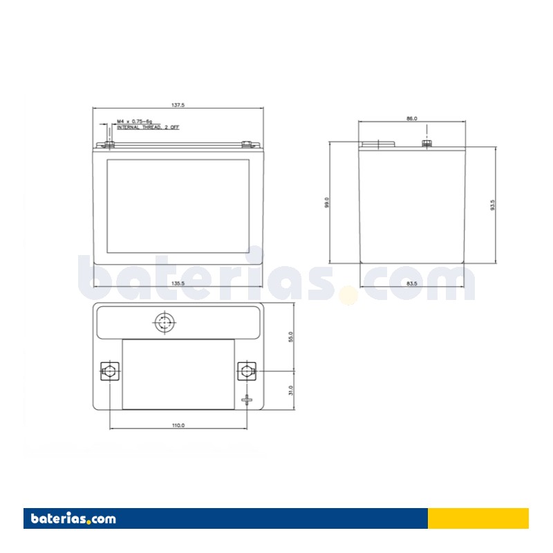 Batteria moto Odyssey ODS-AGM8E 8Ah 100A AGM – immagine 2