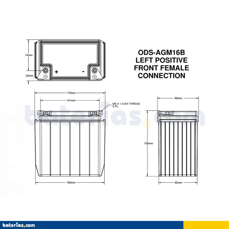 Batería Odyssey PC535 ODS-AGM16B 14Ah - 2