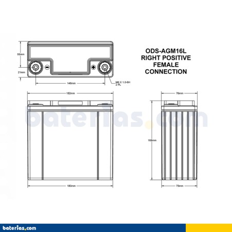 Batterie moto Odyssey ODS-AGM16L 16Ah 170A AGM – image 2