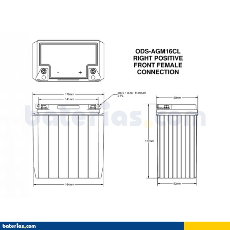 Batería Odyssey PC625 ODS-AGM16CL 18Ah - 2