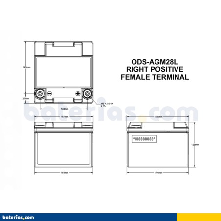 Batería Odyssey PC925 ODS-AGM28L 28Ah - 2