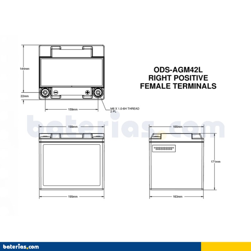 Batería Odyssey PC1200 ODS-AGM42L 42Ah - 2