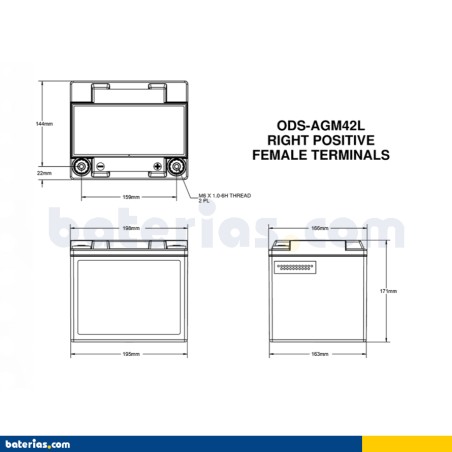 Batería Odyssey PC1200 ODS-AGM42L 42Ah - 2