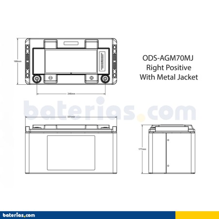 Batería ODYSSEY ODS-AGM70MJ 68Ah AGM