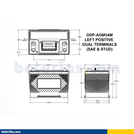 Batería Odyssey ELT-AGM34M ODP-AGM34M 60Ah - 2