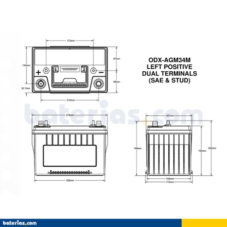 Batería Odyssey NSB-AGM34M ODX-AGM34M 65Ah - 2