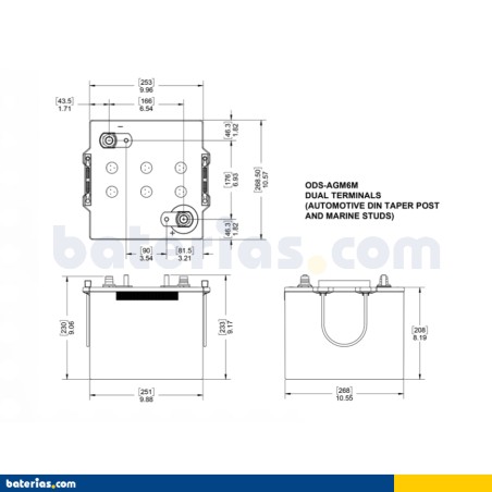 Batería Odyssey PC2250 ODS-AGM6M 126Ah - 2