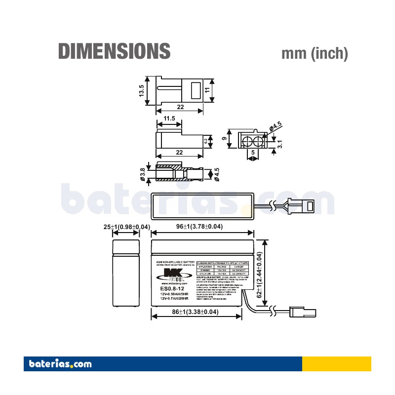 Batería MK POWERED ES0.8-12 12V AGM