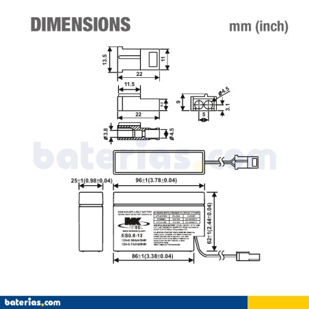 Batería MK POWERED ES0.8-12 12V AGM