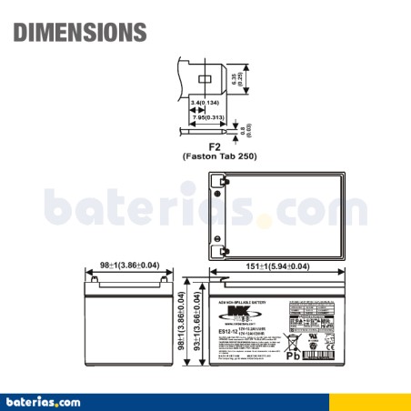 Batterie MK POWERED ES1.2-12 12V 1Ah AGM