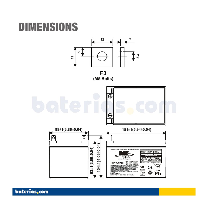 Batterie MK POWERED ES12-12TE 12V 12Ah AGM