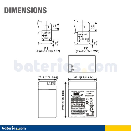 Bateria MK POWERED ES13-6 6V 13Ah AGM