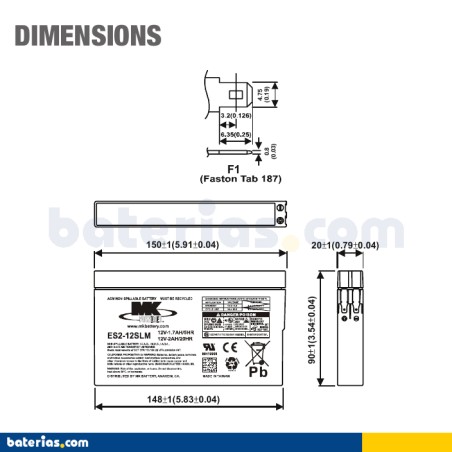 Batterie MK POWERED ES2-12SLM 12V 2Ah AGM