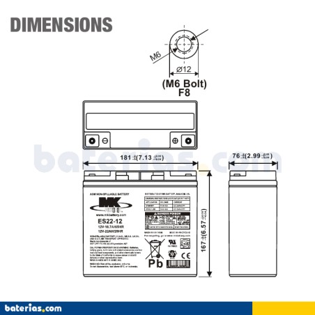 Batterie MK POWERED ES22-12 12V 22Ah AGM