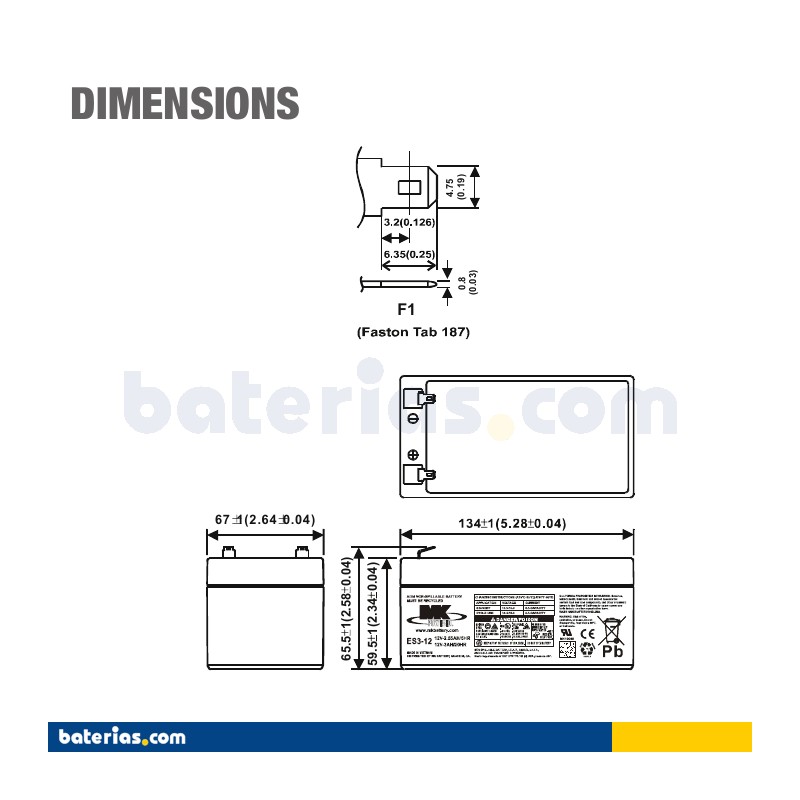 Batería MK POWERED ES3-12 12V 3Ah AGM