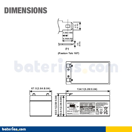 Battery MK POWERED ES3-12 12V 3Ah AGM