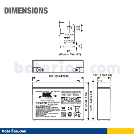 Batterie MK POWERED ES3-12R 12V 2Ah AGM