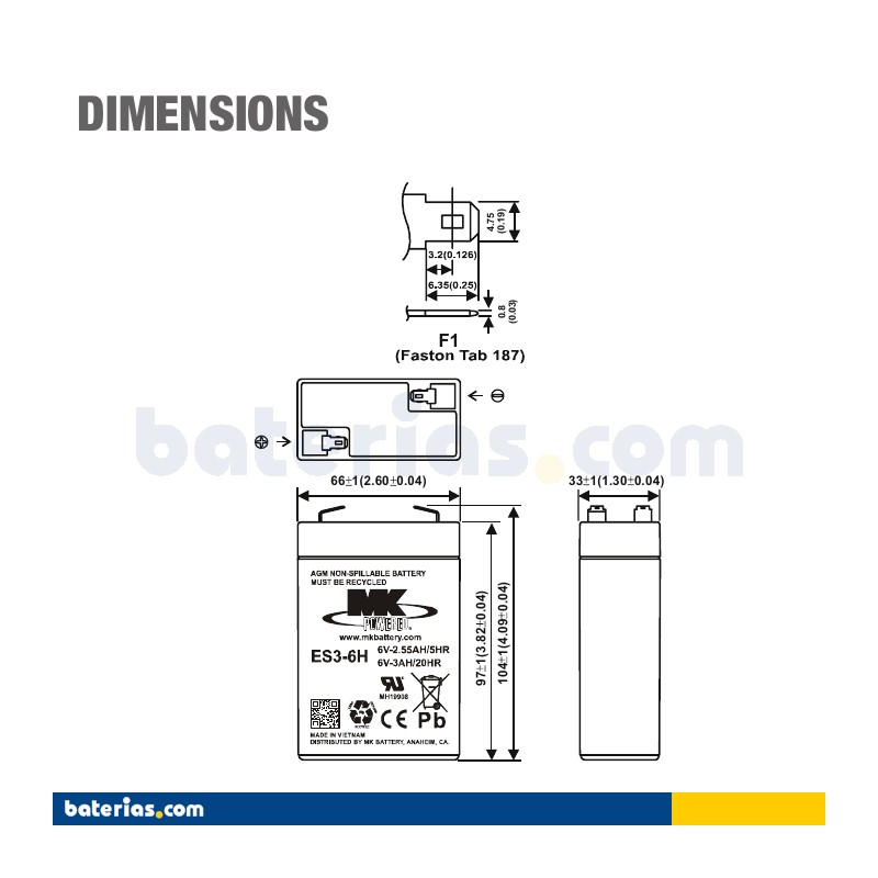 Batteria MK POWERED ES3-6H 6V 2Ah AGM
