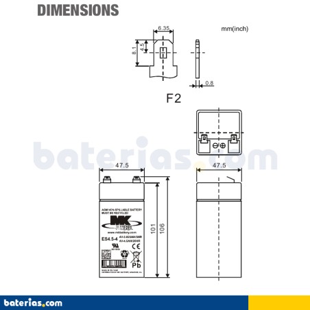 Batteria MK POWERED ES4.5-4 4V 4Ah AGM
