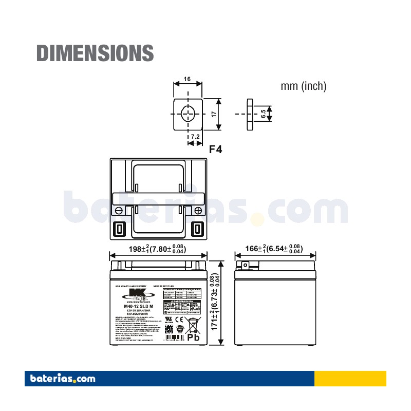 Batería MK POWERED ES40-12 12V 45Ah AGM