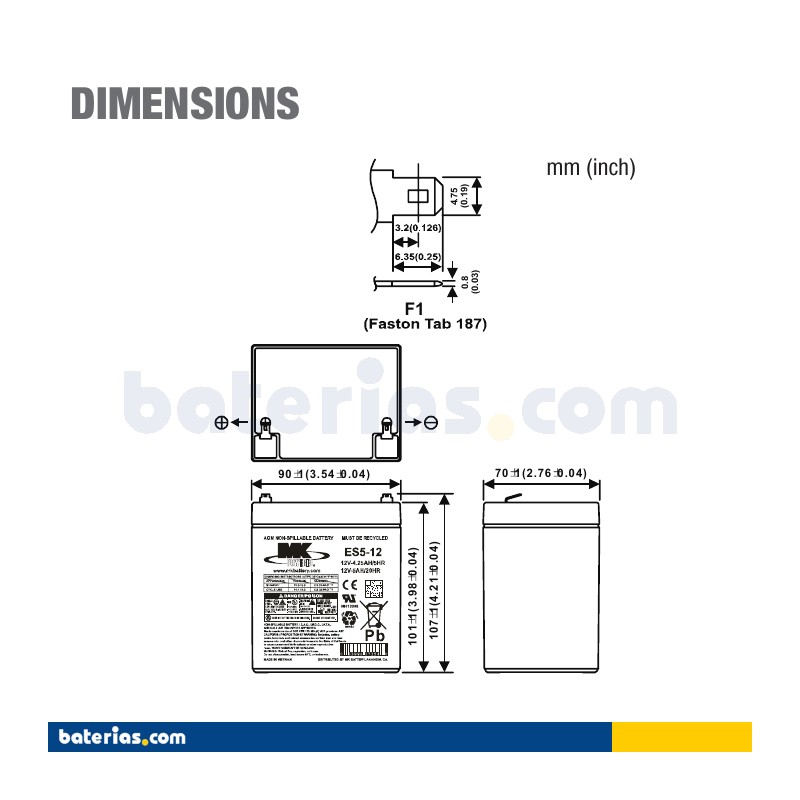 Batteria MK POWERED ES5-12 12V 5Ah AGM