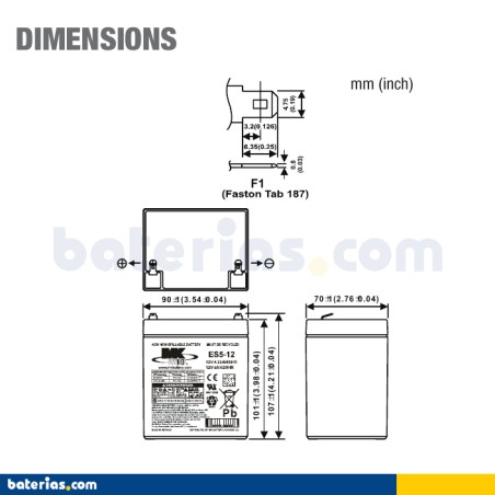 Battery MK POWERED ES5-12 12V 5Ah AGM