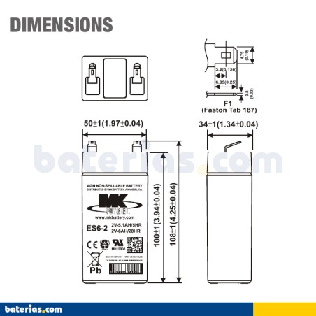Batterie MK POWERED ES6-2 2V 6Ah AGM
