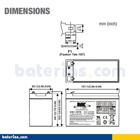 Batterie MK POWERED ES7-12FR 12V 7Ah AGM