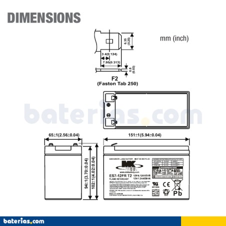 Batería MK POWERED ES7-12FR T2 12V 7Ah AGM