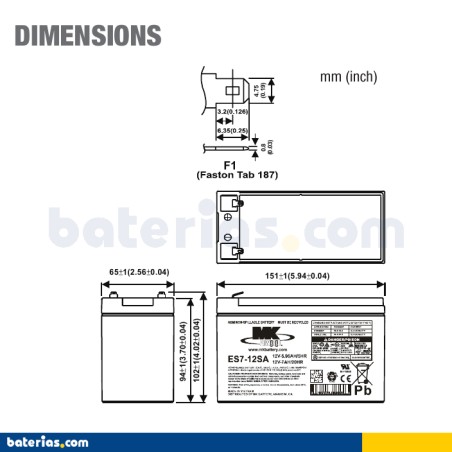 Batería MK POWERED ES7-12SA 12V 7Ah AGM
