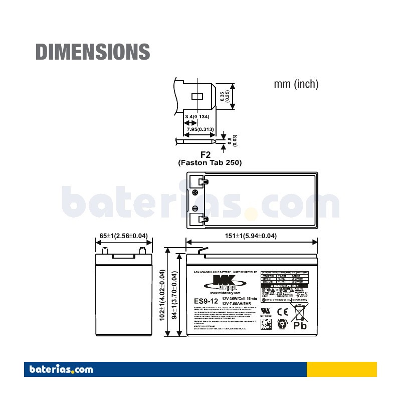 Bateria MK POWERED ES9-12 12V 9Ah AGM
