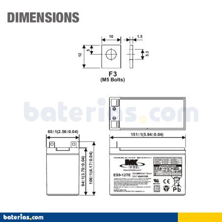 Batterie MK POWERED ES9-12TE 12V 9Ah AGM
