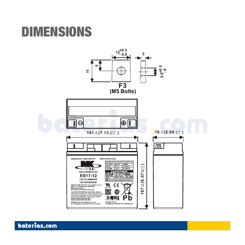 Battery MK POWERED M17-12 SLD M 12V 18Ah AGM