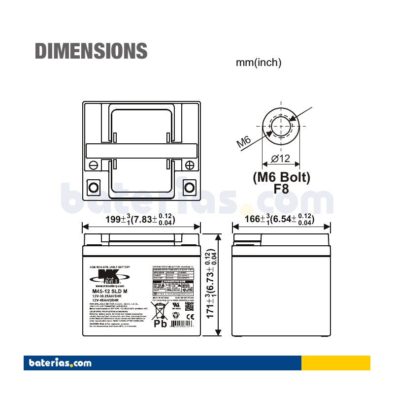 Batteria MK POWERED M45-12 SLD M 12V 45Ah AGM