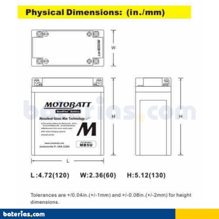 Batterie MOTOBATT MB5U 12V 7Ah 90A