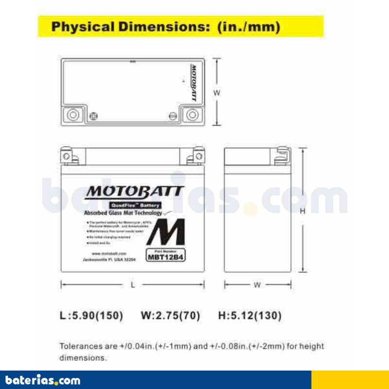 Batteria MOTOBATT MBT12B4 12V 11Ah 150A