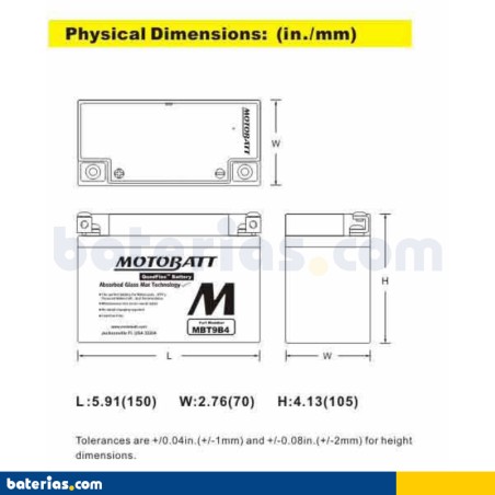 Batteria MOTOBATT MBT9B4 12V 9Ah 115A