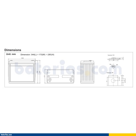 Bateria de caravana Ritar RA12-134 12V 142Ah AGM – imagem 2