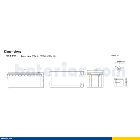 Bateria de caravana Ritar RA12-180A 12V 190Ah AGM – imagem 2