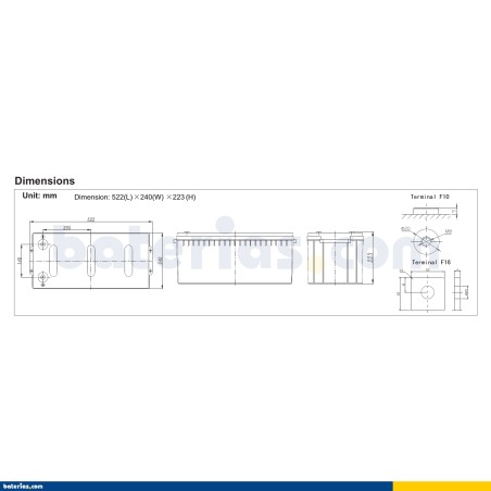 Batteria caravan Ritar RA12-240A 12V 254Ah AGM – immagine 2
