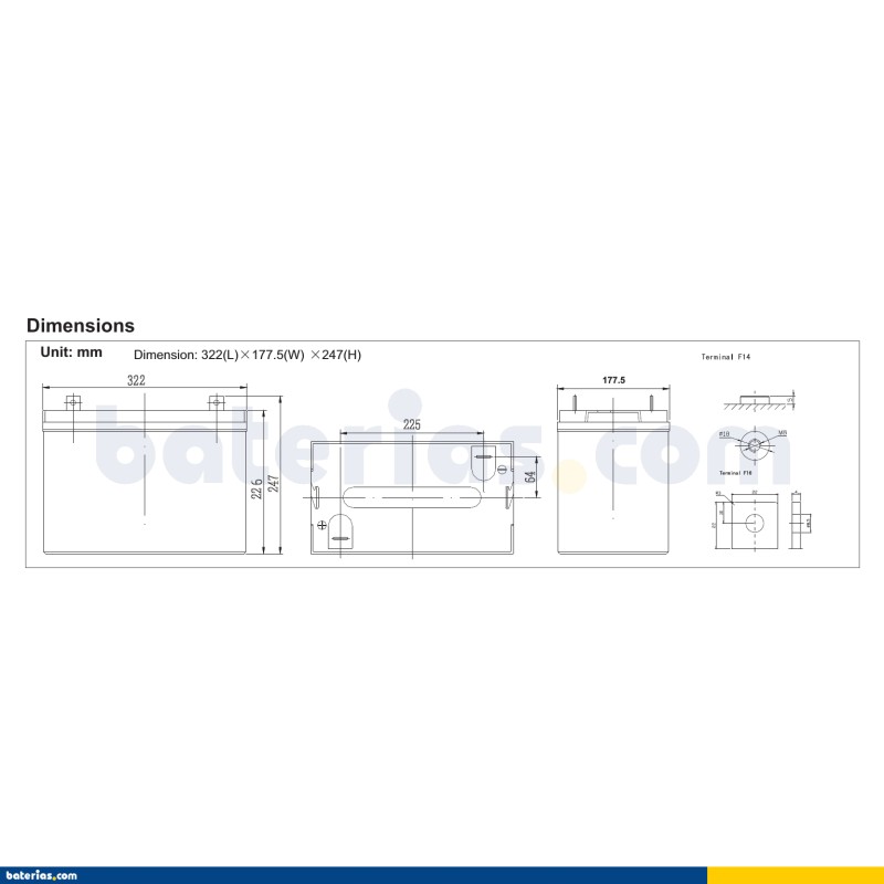 Caravan battery Ritar RA6-225 6V 238Ah AGM – image 2