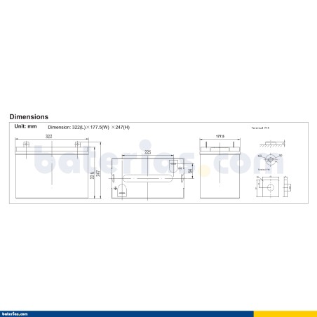 Caravan battery Ritar RA6-225 6V 238Ah AGM – image 2