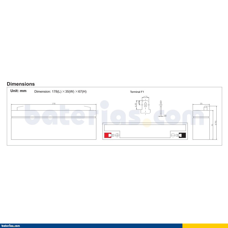 Batería RITAR RT1223 12V 2Ah